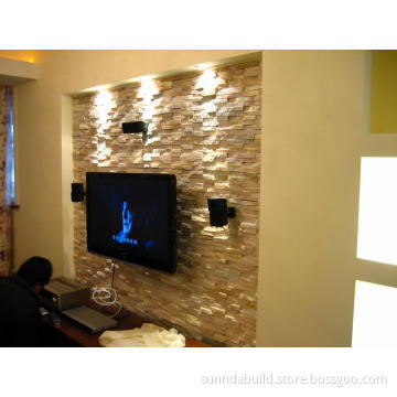 Wholesale High Quality Mushroom Embossed Surface Yellow Wood Slate Exterior Wall Tile,decorative brick walls tiles